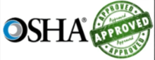a logo for osha with a green approved stamp