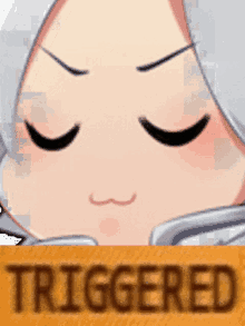 a close up of a cartoon character 's face with the word triggered in the corner .