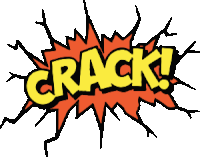 a comic book explosion with the word crack written in yellow