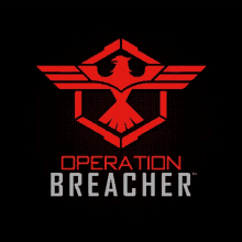 a logo for operation breacher with a red eagle