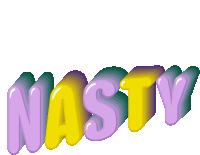 the word nasty is written in yellow and purple letters