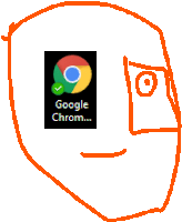 a drawing of a face with the google chrome icon