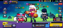 a screenshot of a game called brawl pass with a character standing next to a red box