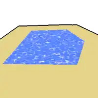 a computer generated image of a pool of water with sharks swimming in it