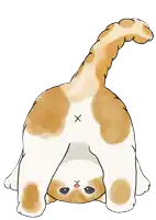a drawing of a cat laying on its back with an x on its butt