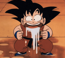 a cartoon of a boy with his mouth open and a few drops of liquid coming out of it