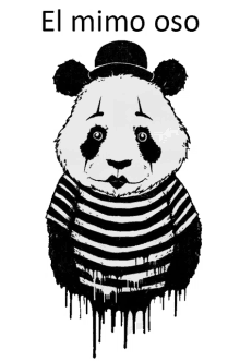 a black and white drawing of a panda wearing a top hat and striped shirt