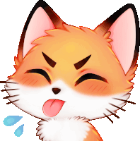 a cartoon drawing of a fox with its tongue sticking out