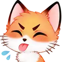 a cartoon drawing of a fox with its tongue sticking out