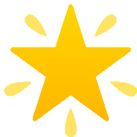 a yellow star with a few yellow drops around it