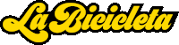 a yellow and black la bicicleta logo with a white background