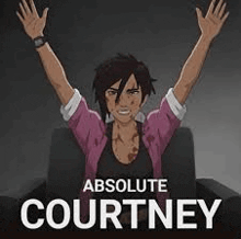 a cartoon of a woman with her arms in the air .