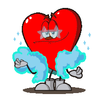 a cartoon drawing of a red heart with a star on its face