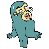 a cartoon drawing of a monkey with a surprised look on his face