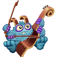 a cartoon monster is playing a violin with a bow