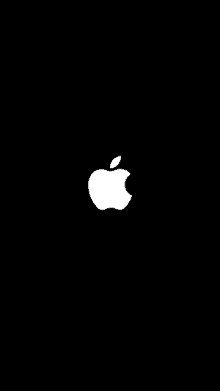 a white apple logo is displayed on a black background .