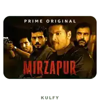 a poster for a movie called mirzapur with four men holding guns