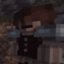 a person in a plaid shirt is standing in a minecraft video game .