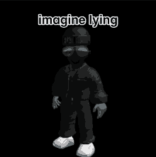 a cartoon character with the words imagine lying written on it