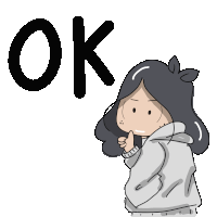 a cartoon of a girl giving a thumbs up with the word ok above her