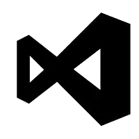 a black and white logo for visual studio is shown