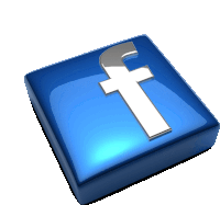 a blue facebook icon with a silver f on it