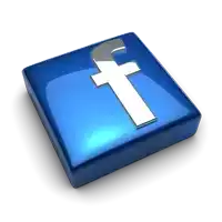 a blue facebook icon with a silver f on it