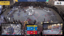 a rocket city regional robotics competition is being shown on a screen