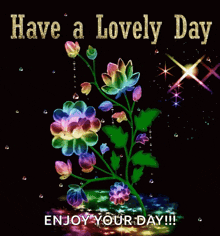 a greeting card that says have a lovely day enjoy your day !!!