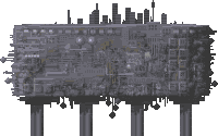 a computer generated image of a futuristic city with a large billboard .