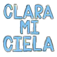 clara mi ciela is written in blue and yellow letters
