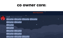 a screenshot of a chat with the words co owner core