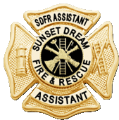 a gold cross with the words sunset dream fire & rescue assistant on it