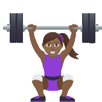 an illustration of a woman squatting while lifting a barbell over her head