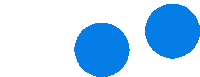 a blue circle is in the center of a circle of white circles