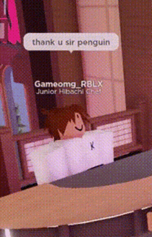 a cartoon character says thank u sir penguin in a speech bubble