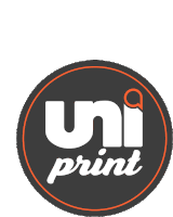 a logo for uni print is shown in a circle