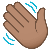 an icon of a brown hand with blue lines coming out of it