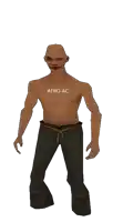 a shirtless man with the word afro-ac on his chest