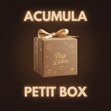 a brown box with a gold bow and the words petit delice on it