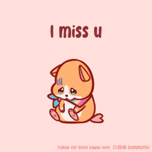 a cartoon of a dog with the words i miss u on it