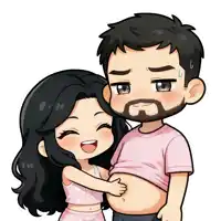 a cartoon drawing of a man and a woman hugging