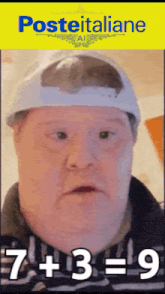 a poster for posteitaliane with a picture of a man with down syndrome