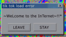 a tik tok load error message with a leave button and a stay button