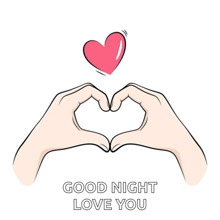 a couple of hands making a heart shape with the words good night love you below