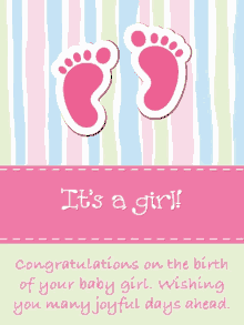 a congratulations on the birth of your baby girl card