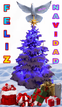 a picture of a christmas tree with the words feliz navidad on it