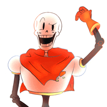 a drawing of papyrus from undertale with a red cape