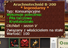 arachnotechnid b-200 legendary type consumpcyjne wykonaje polecenia