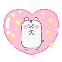 a drawing of a hamster inside of a pink heart